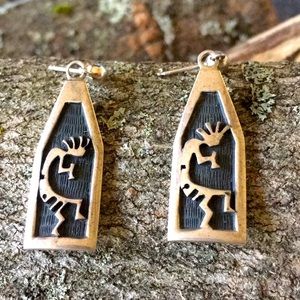 Vintage Hopi Native American Kokopelli Dangle Earrings